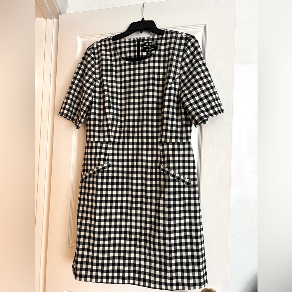 NWT** J Crew mini checkered dress
